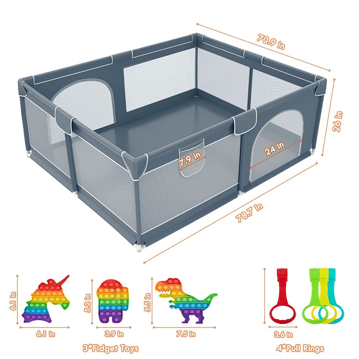 Play Pen For Babies And Toddlers, Baby Play Yard With Gate For Limited Space 47x47x26 Baby Fence With Breathable Mesh, Safety Indoor & Outdoor Activity Center